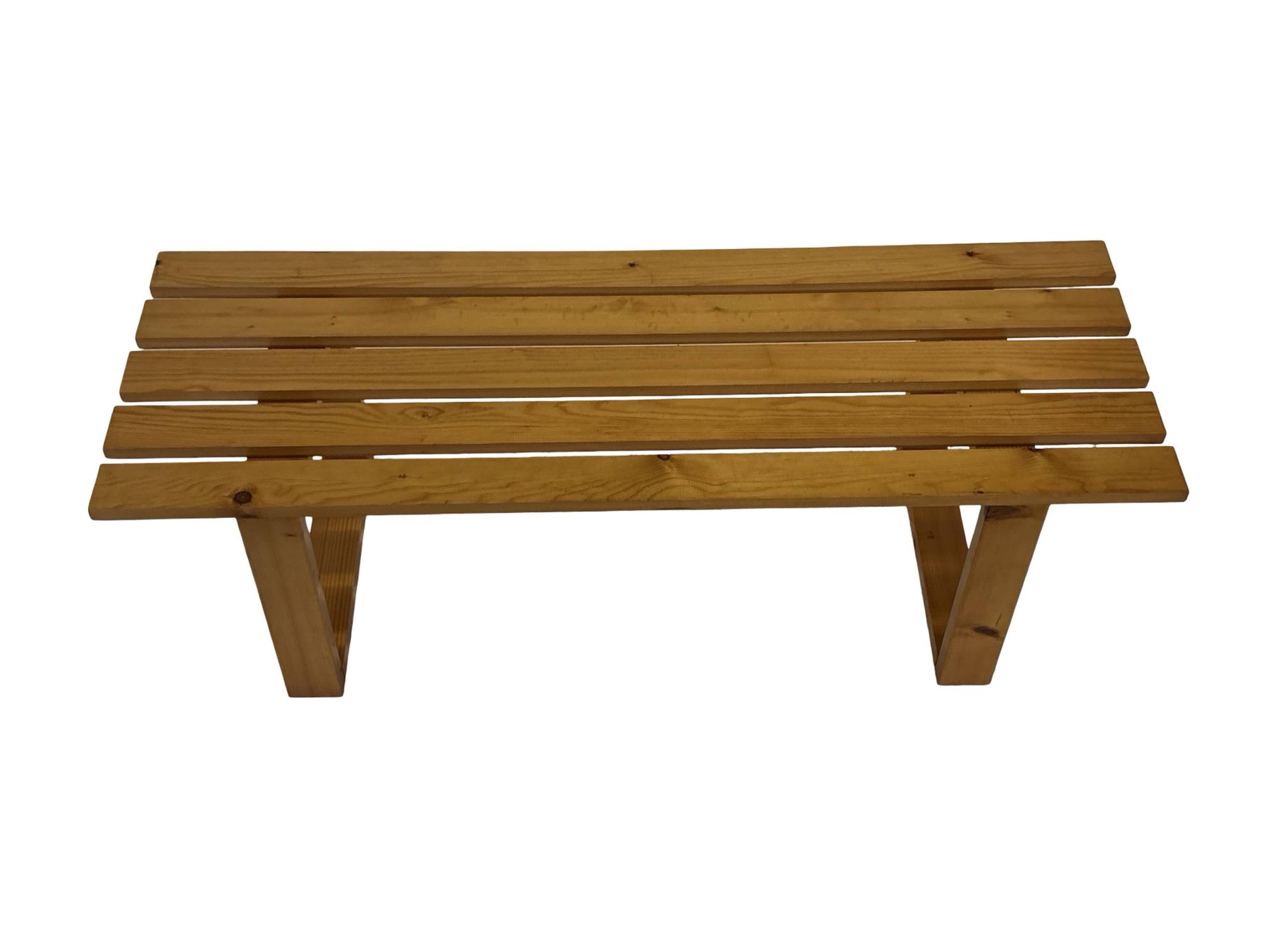 Vintage Scandinavian modern pinewood slatted bench from the 1960's