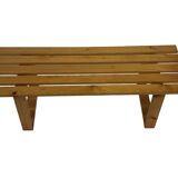 Vintage Scandinavian modern pinewood slatted bench from the 1960's