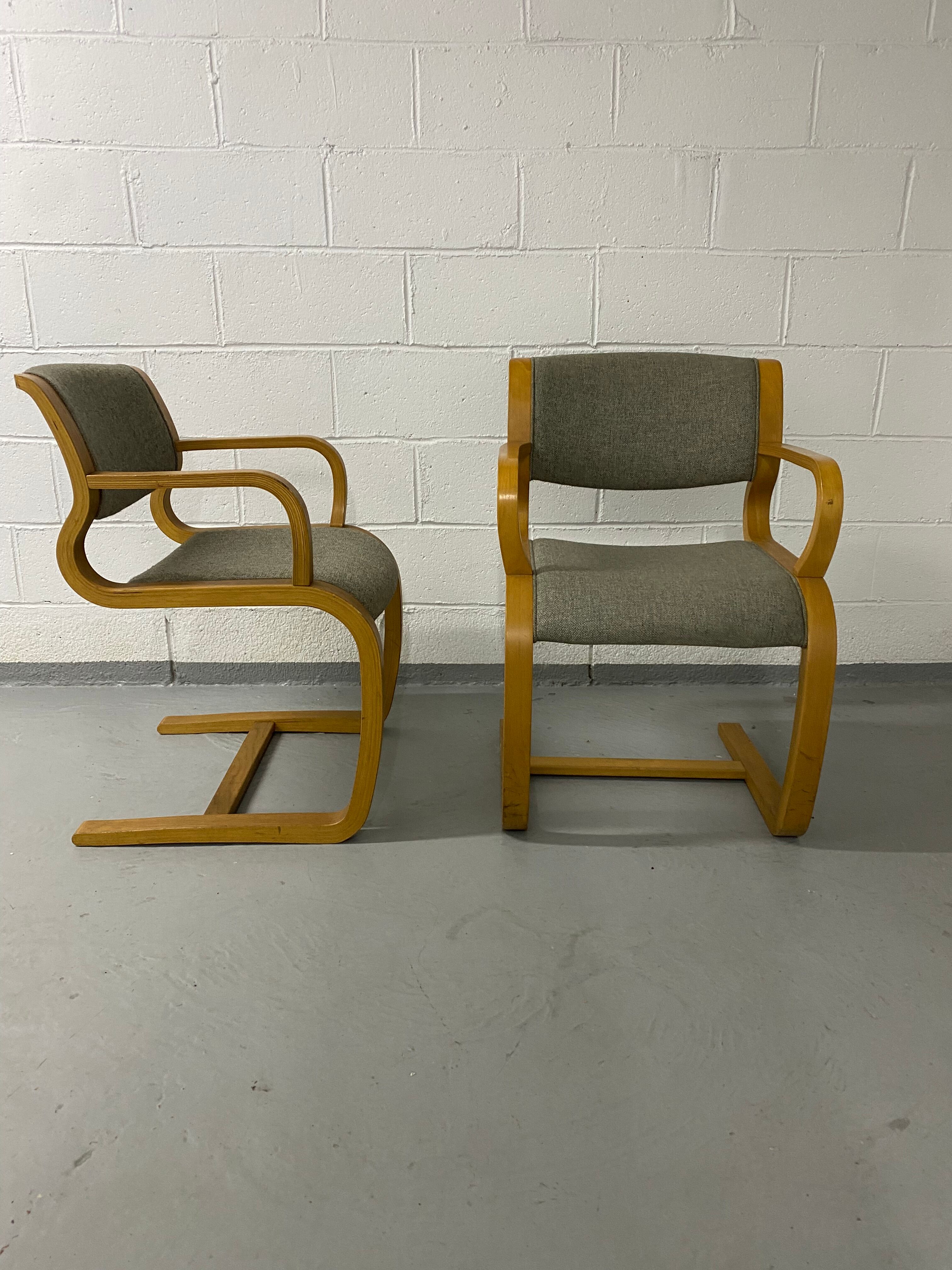 Pair of Danish armchairs, Canteliver model signed Magnus Olesen