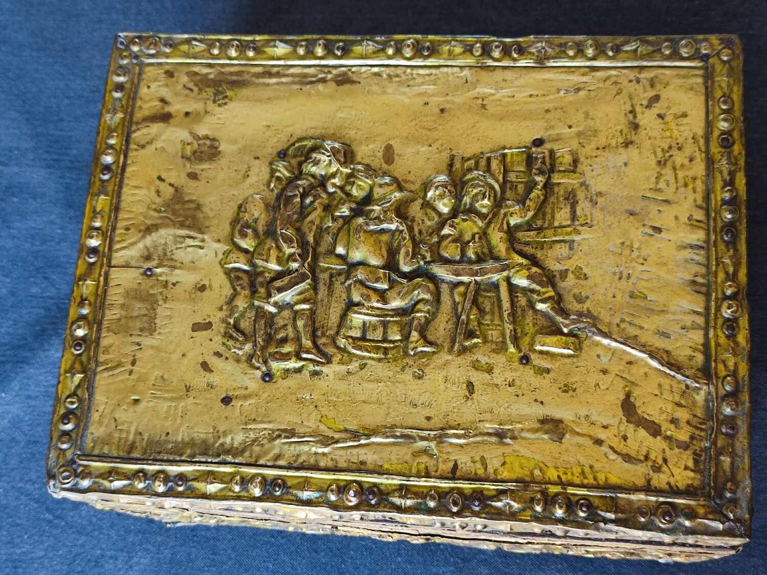 Old wooden box/casket covered with brass