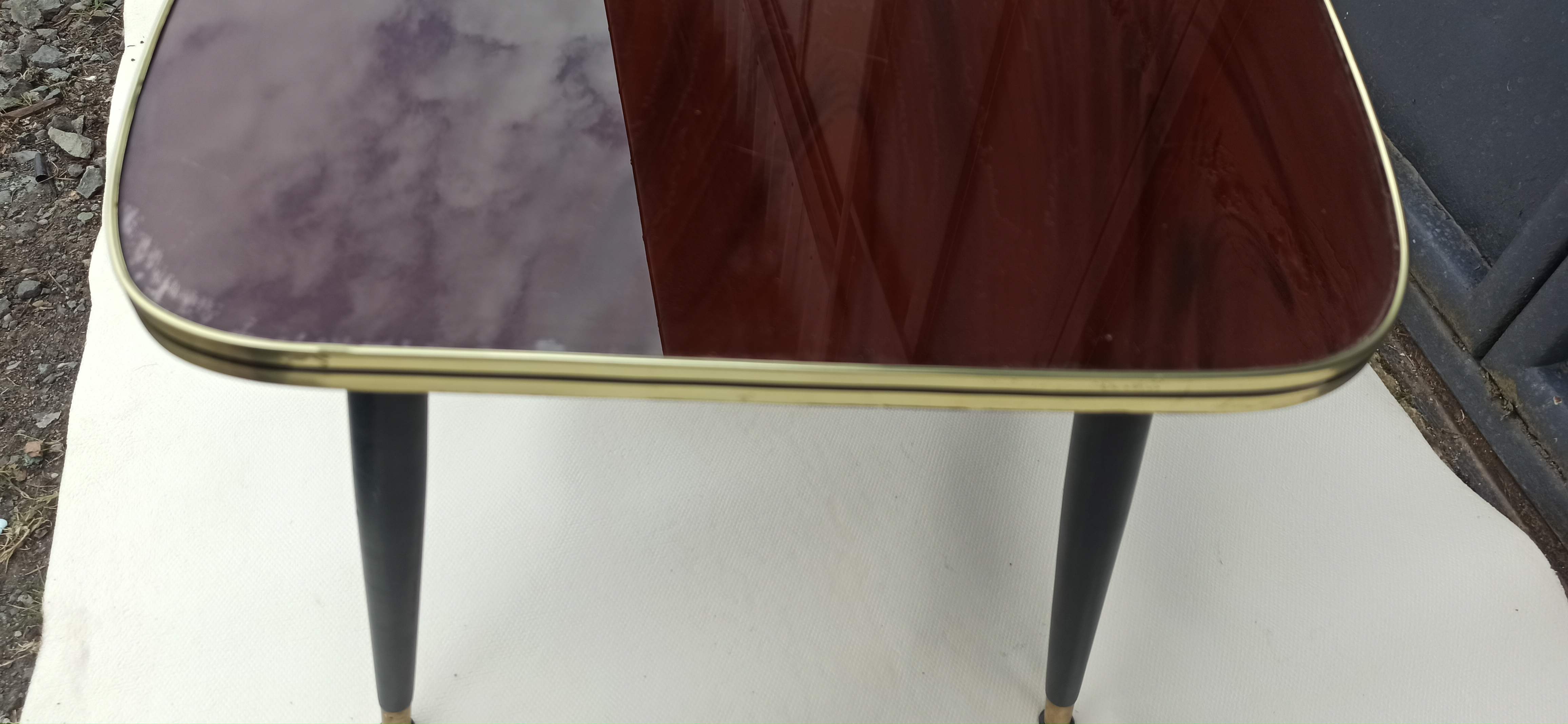 Coffee table of the 50s compass showcase bird and cherry