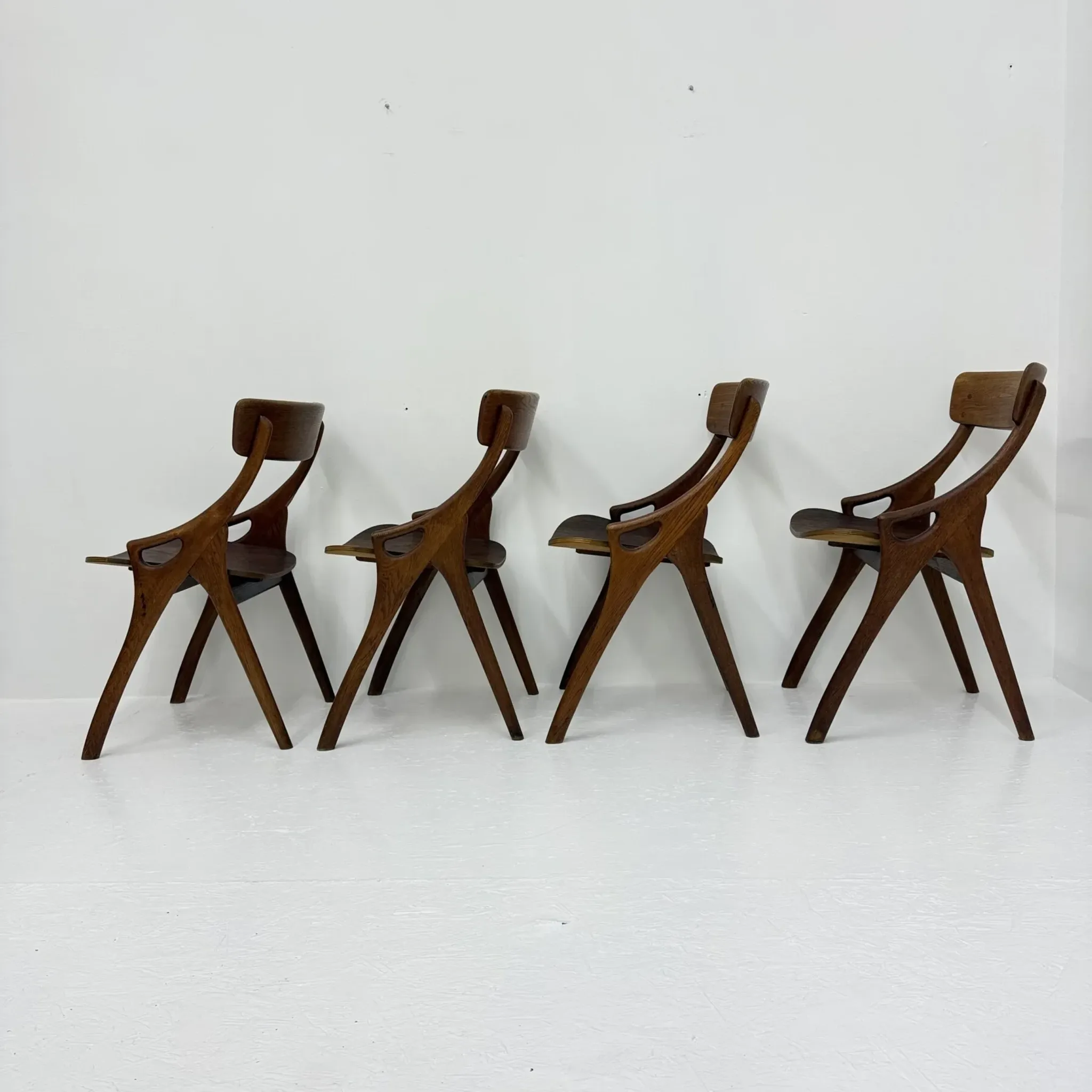 Set of 4 vintage Danish dining chairs by Hovmand Olsen for Mogens Kold, 1960s