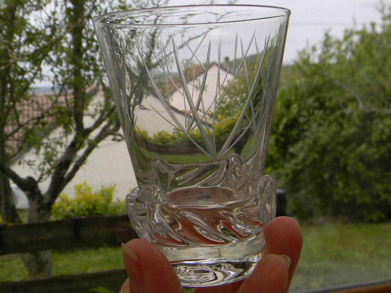 Set of 6 crystal wine glasses from daum, sorcy model.