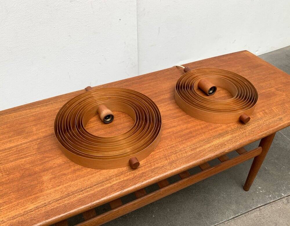 Mid-Century Teak Moon Lamps, 1960s, set of 2