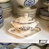 HB & Cie brown ironstone gravy boat with lid