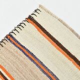 2x11 Brown & Cream Vintage Kilim Runner Rug, 75x337Cm