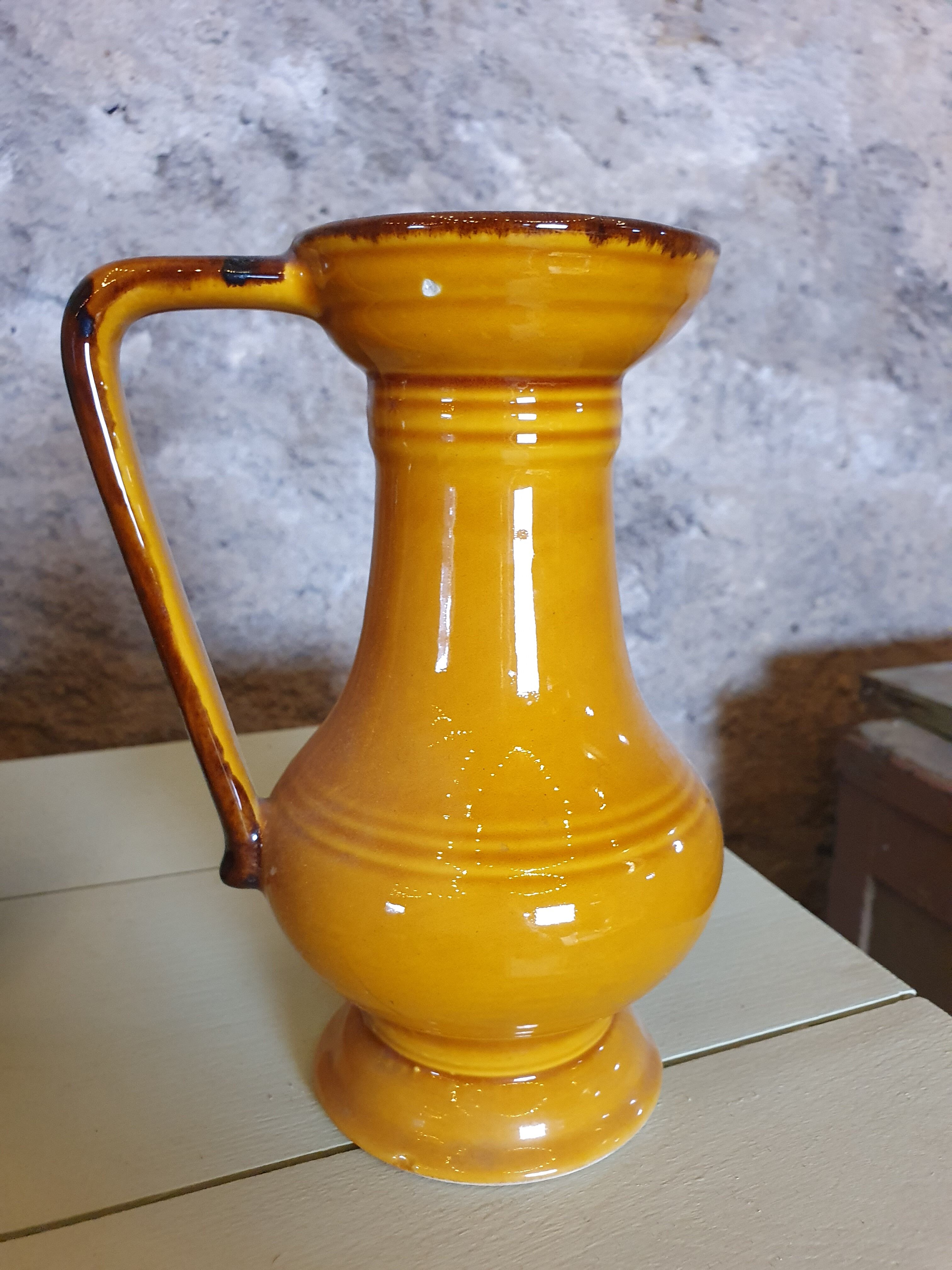 Mustard yellow amphora style decanter