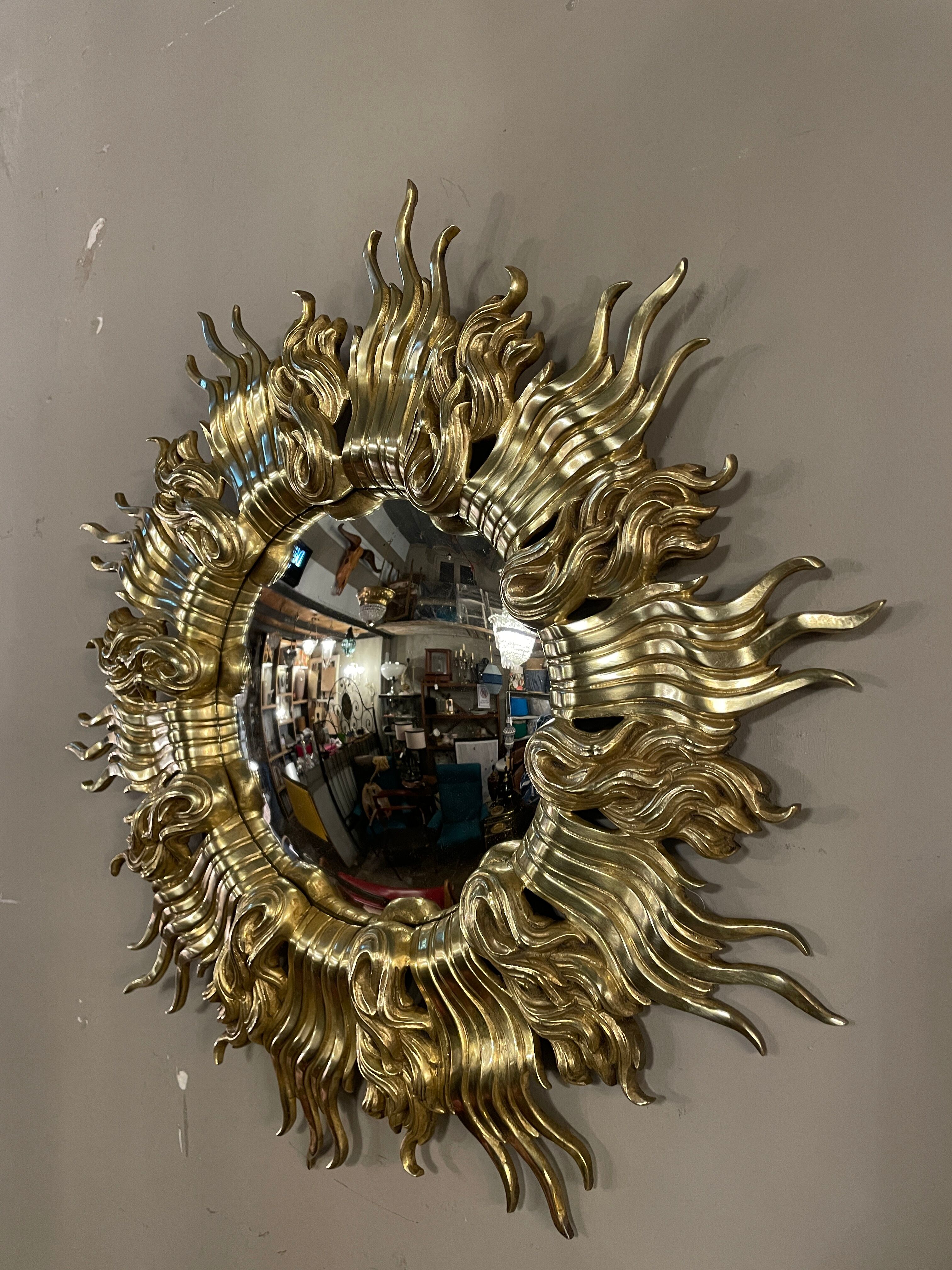 Bronze midcentury bronze witch eye mirror