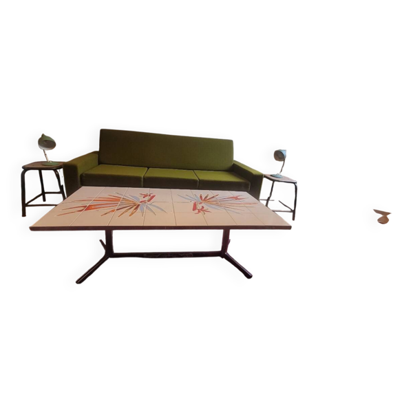 Table basse vintage ADRI – céramique décorative – années 1960/70