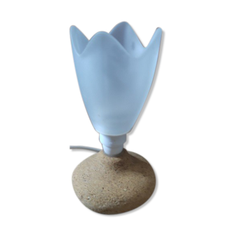 Bedside lamp base reconstituted stone tulip polished glass original