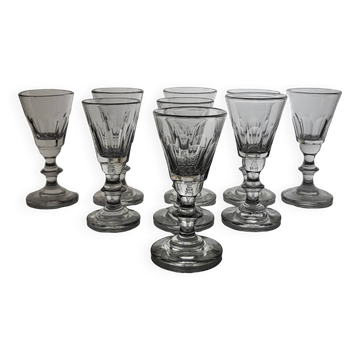 9 crystal digestive glasses Baccarat Caton shape