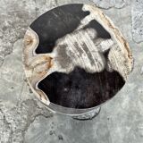 Small black, white and gray petrified wood side table H28cm D:18.5