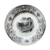 Old decorative plate Creil & Montereau "rabbit"