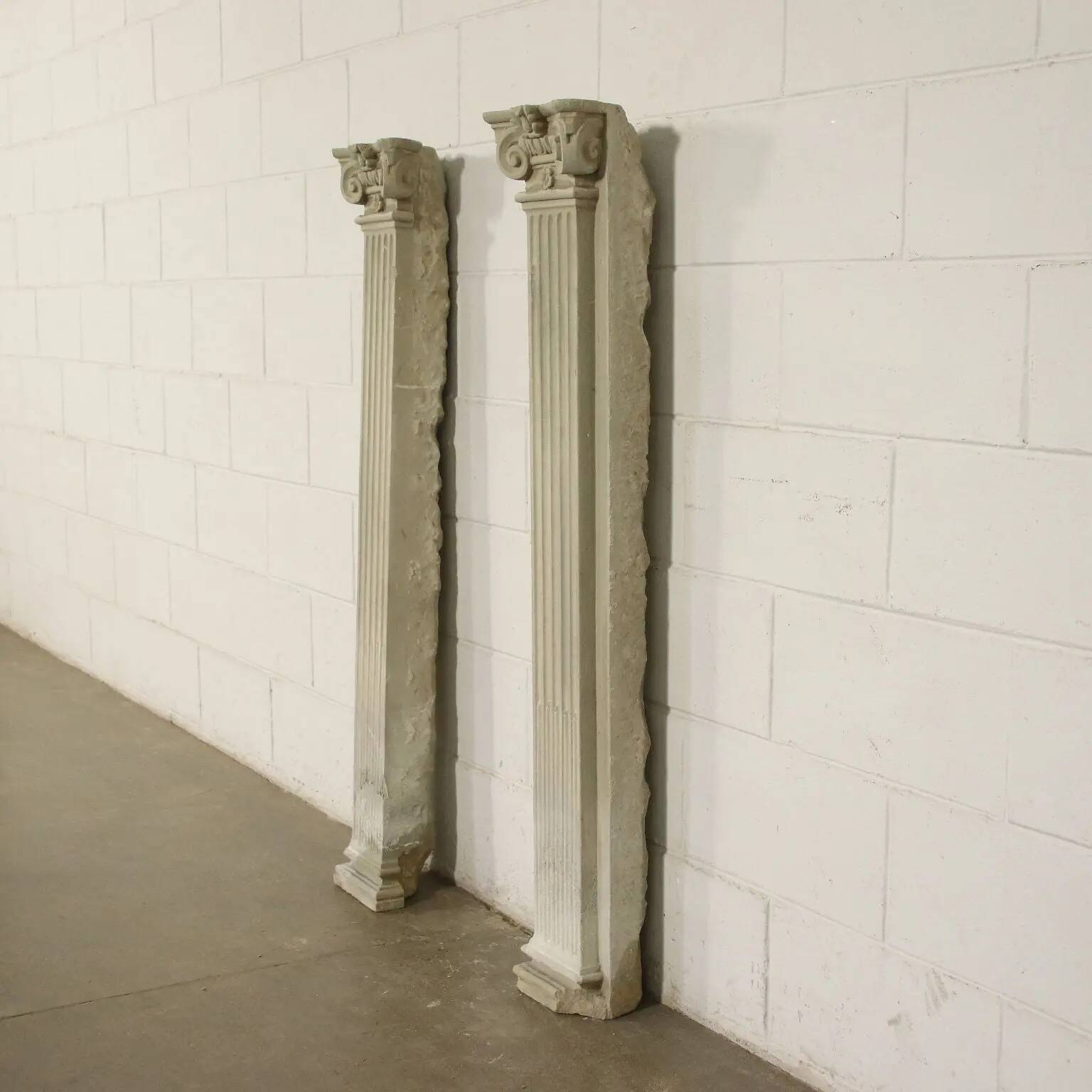 Pair of Renaissance pilasters in Serena stone, Italy, 16th century