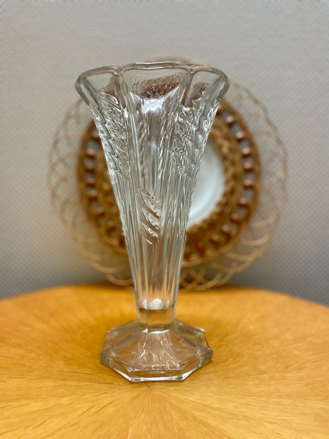 Vintage chiseled glass vase 1960 1970