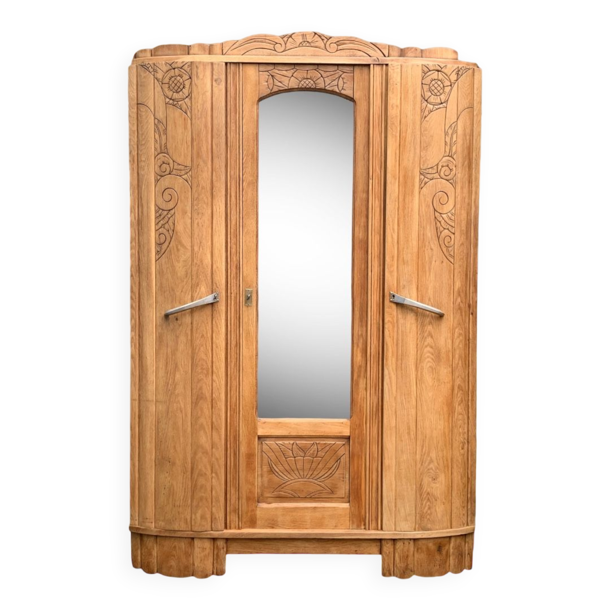 Parisian art deco wardrobe solid raw oak 1930