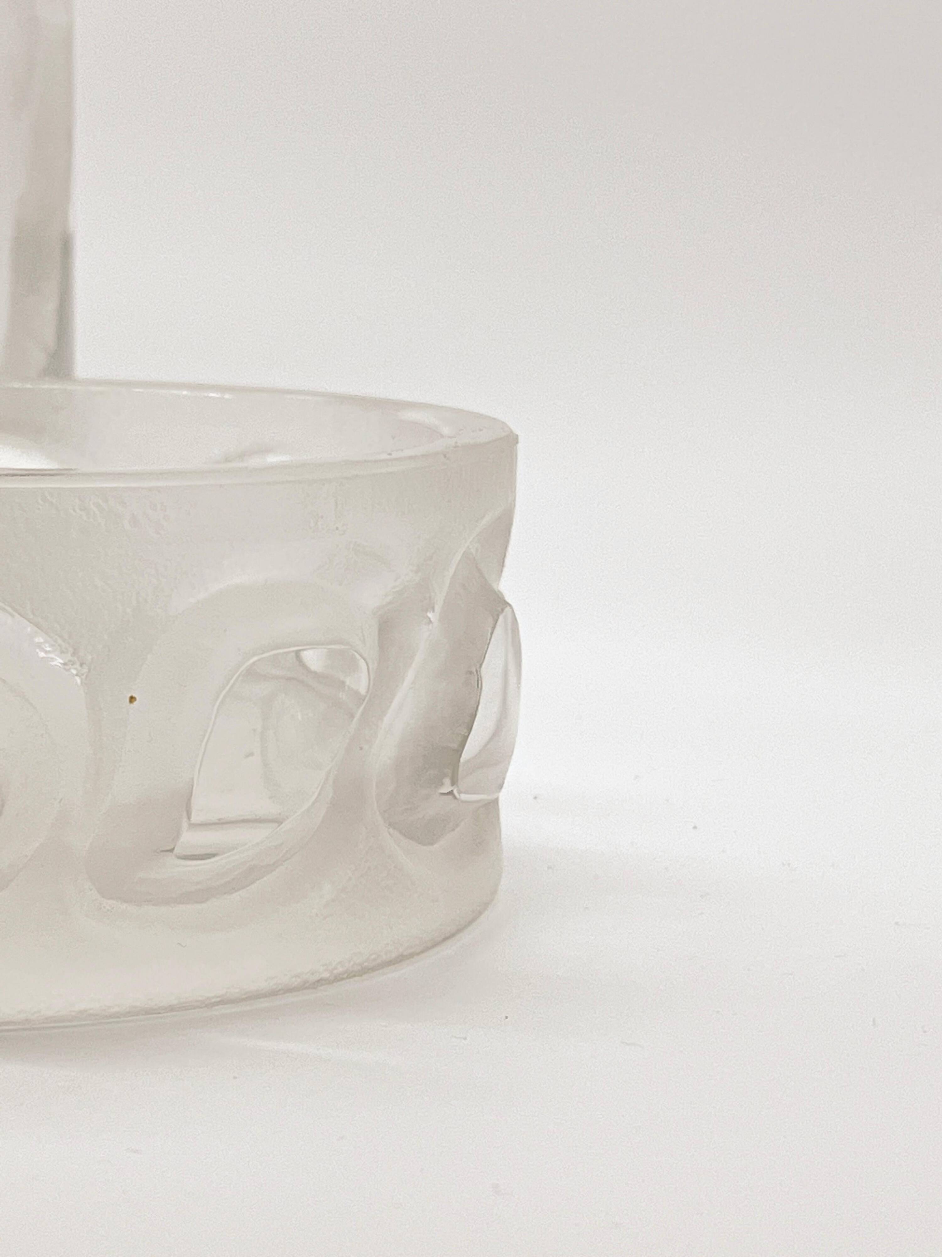 Decorative Organic Glass Vases, set of two engraved sculptural pieces, vintage