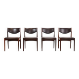 Set of 4 Johannes Andersen dining chairs in Rosewood with brown leather