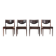 Set of 4 Johannes Andersen dining chairs in Rosewood with brown leather