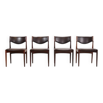 Set of 4 Johannes Andersen dining chairs in Rosewood with brown leather