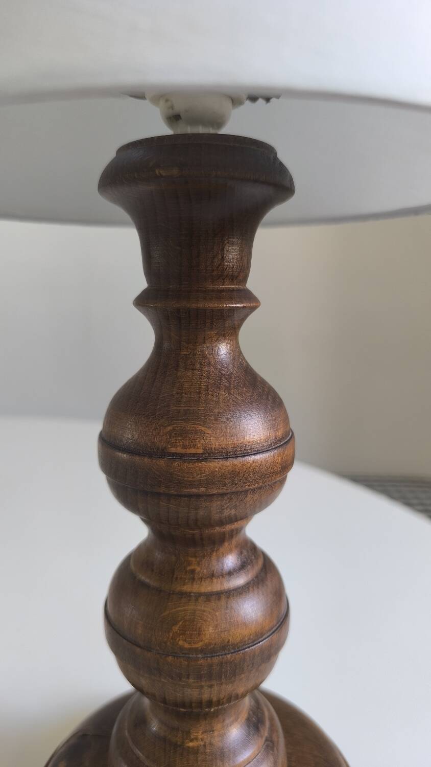 1950s turned wood table lamp