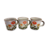 Set three flowered sandstone mugs