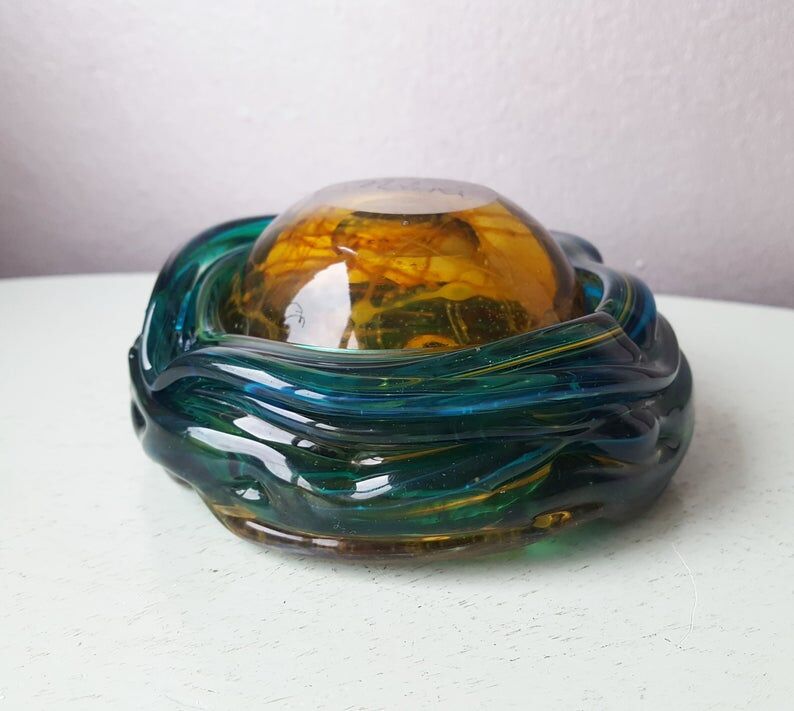 Mdina vintage glass design ashtray