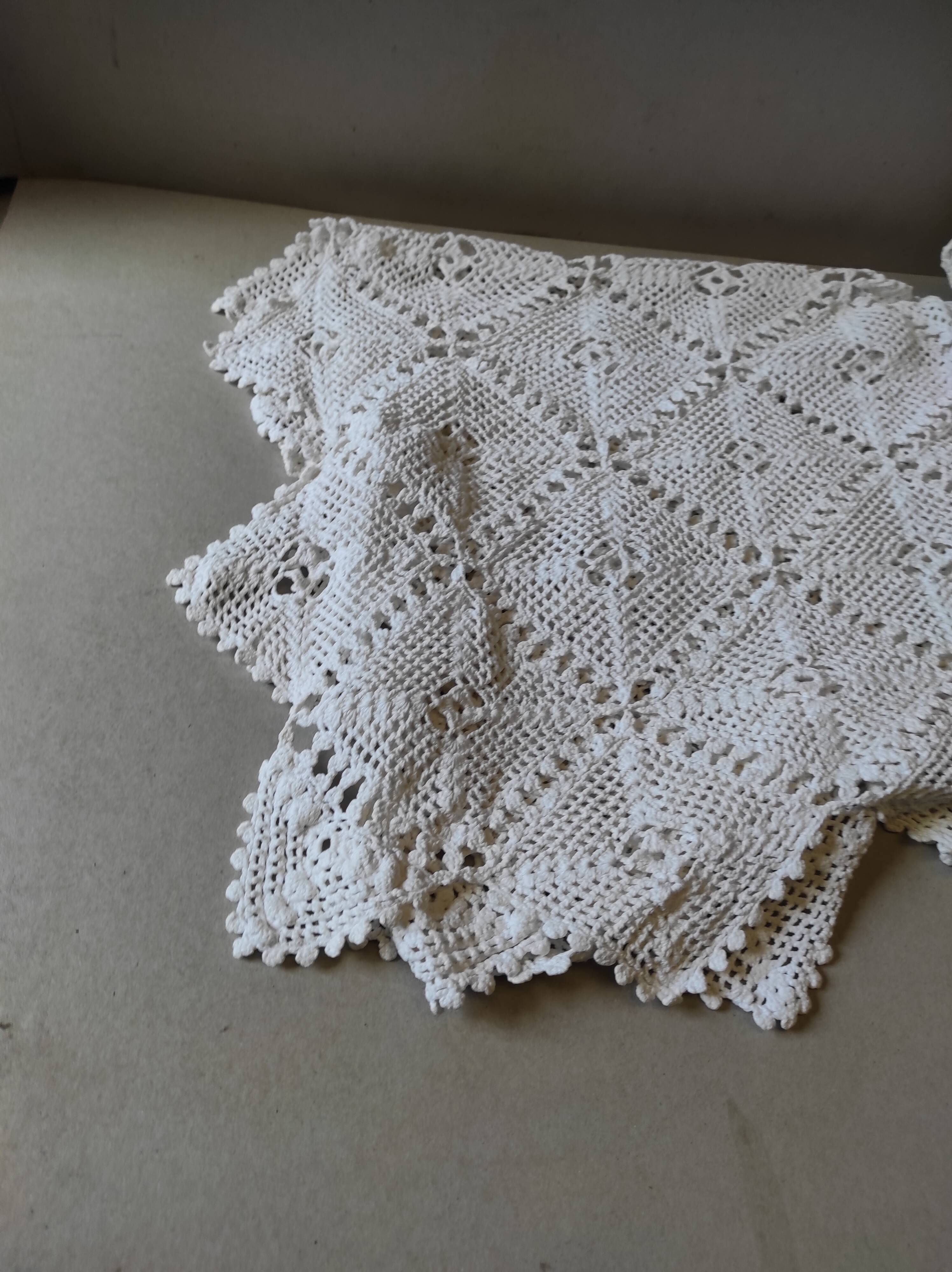 Old vintage handmade cotton crochet bed cover
