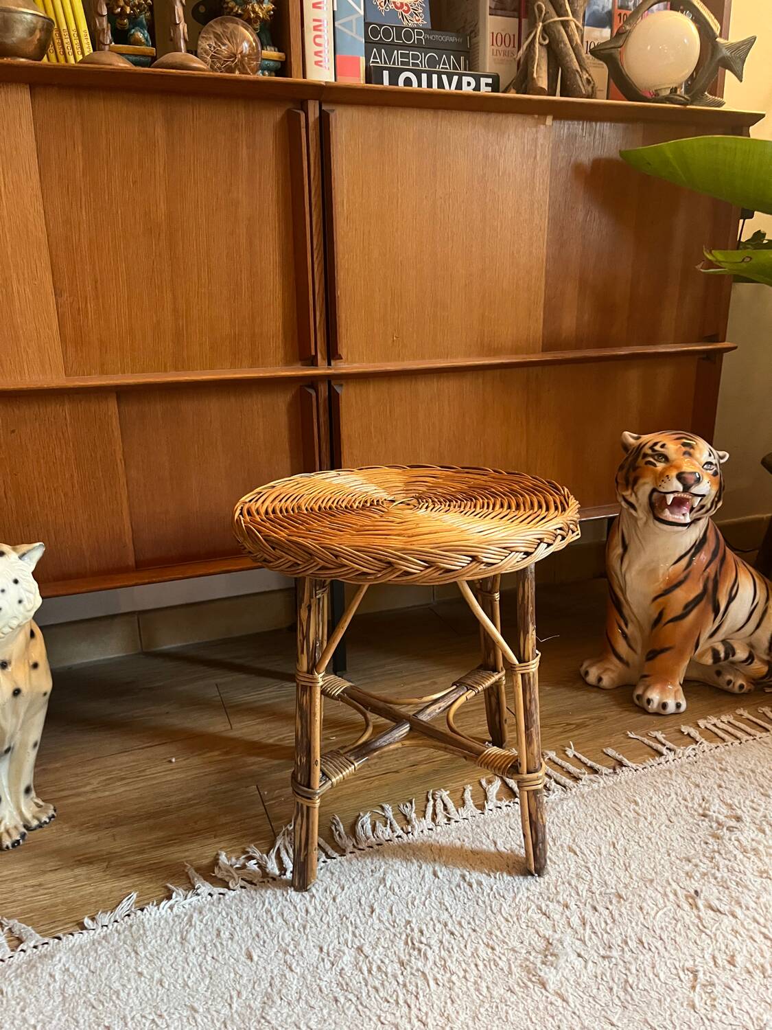 Vintage wicker side table