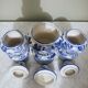 3 Delft style earthenware spice jars or apothecary pots