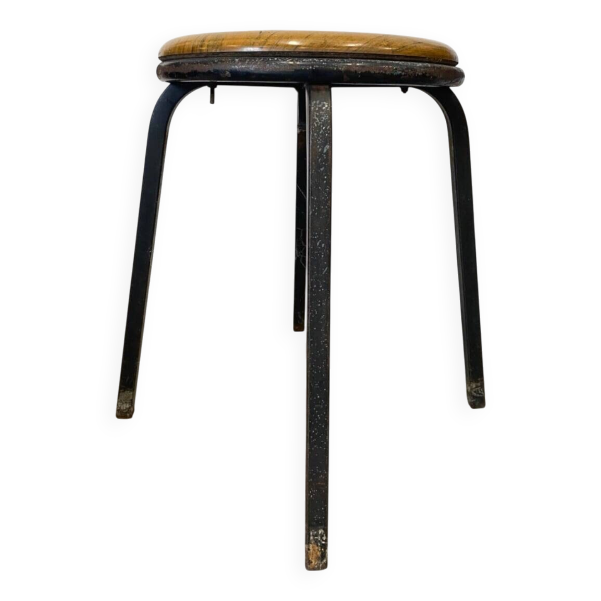 Tabouret industriel vintage en bois et métal