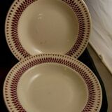 Service of 6 hollow plates in Faince of Badonviller decoration of red bevels