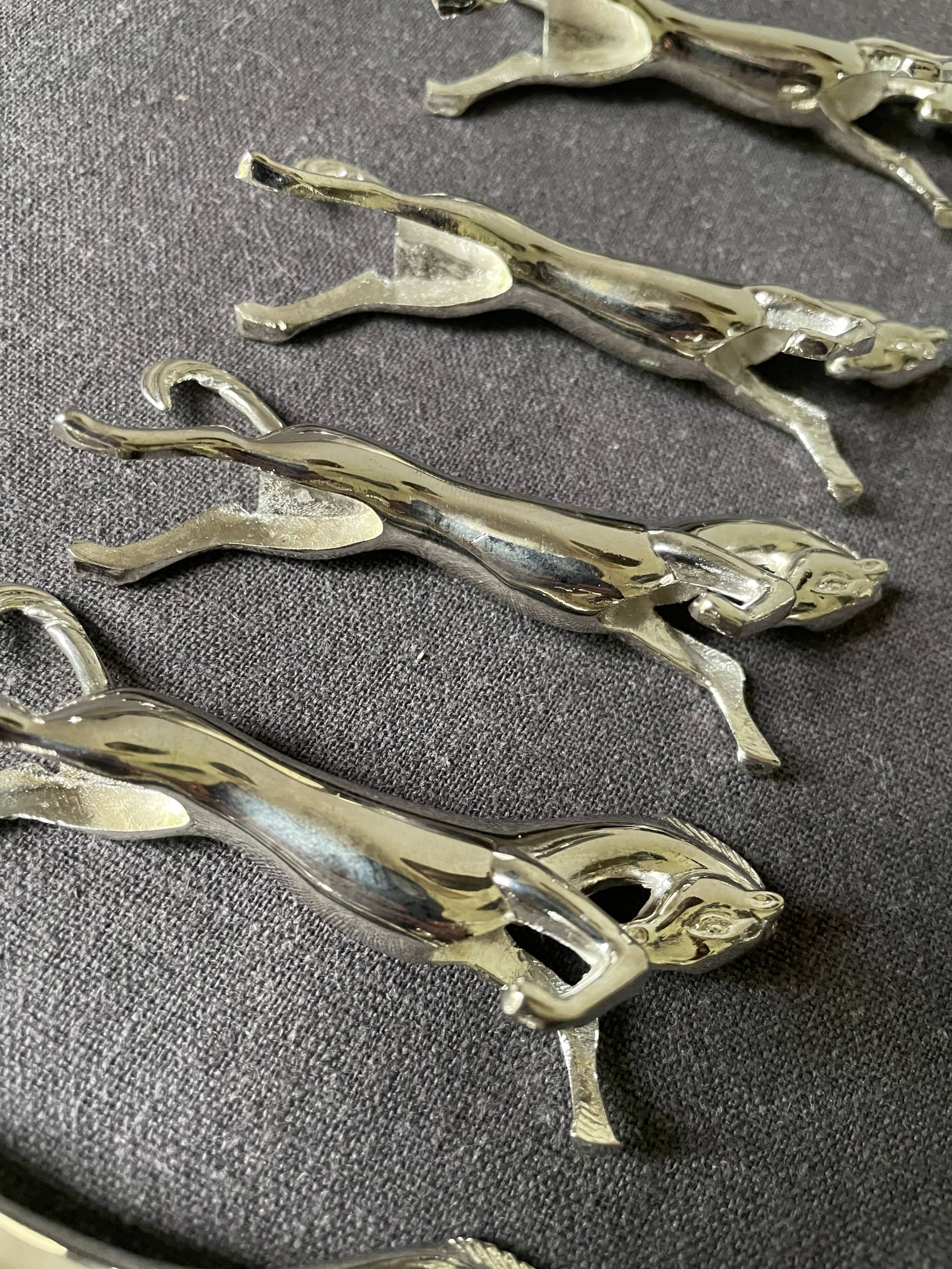Vintage silver metal horse knife holder