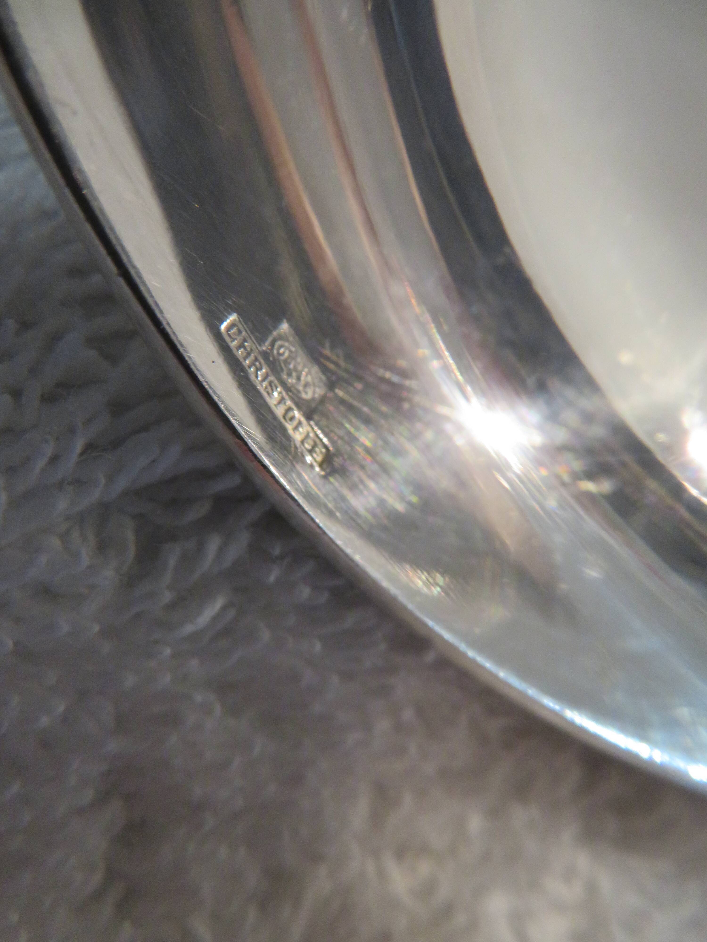 Christofle Boreal silver plated soup ladle, engraved AP 32.4cm