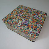 Metal box flowers vintage gold