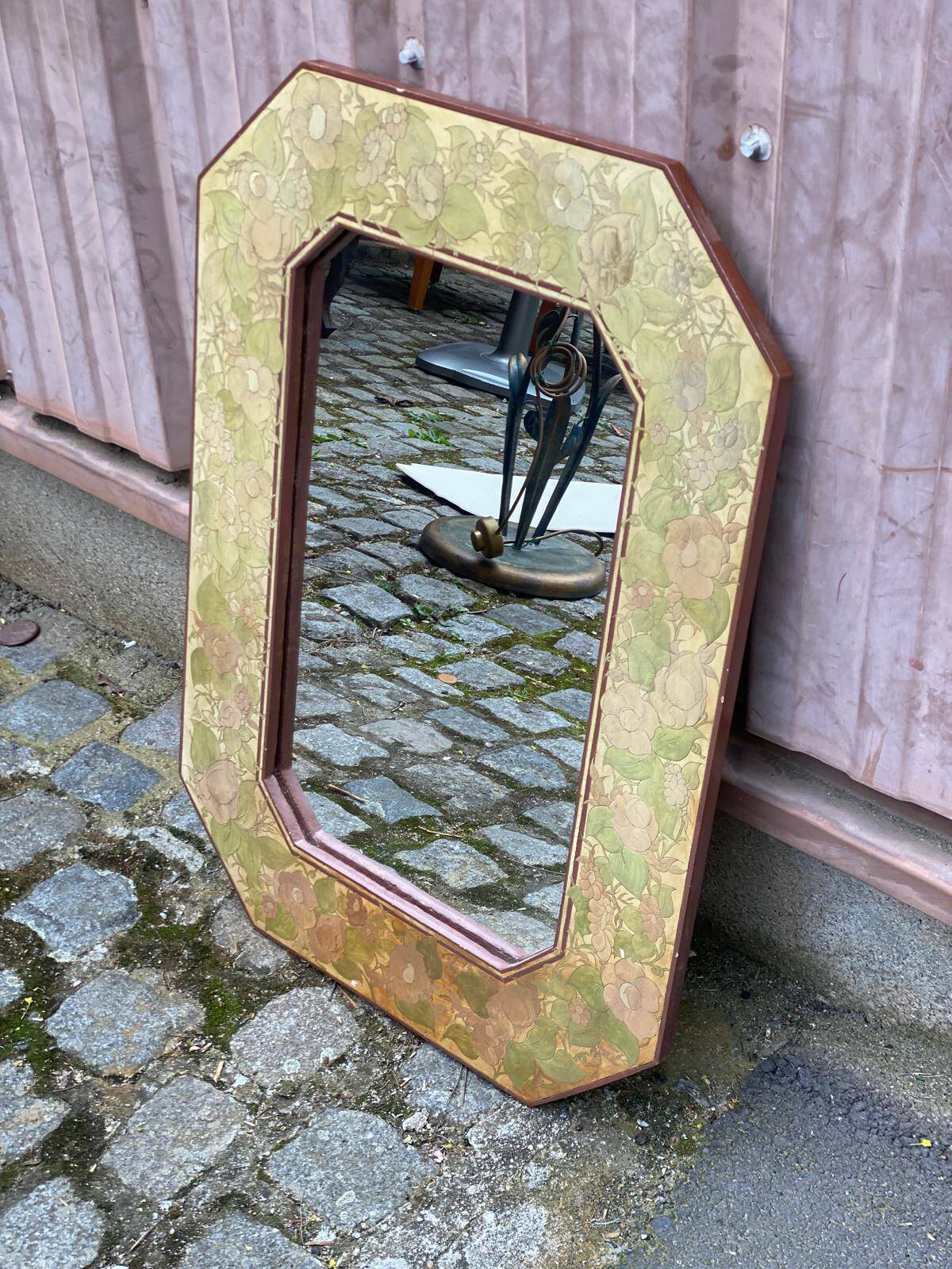 Vintage octagonal mirror from the 80s, 70x50cm.