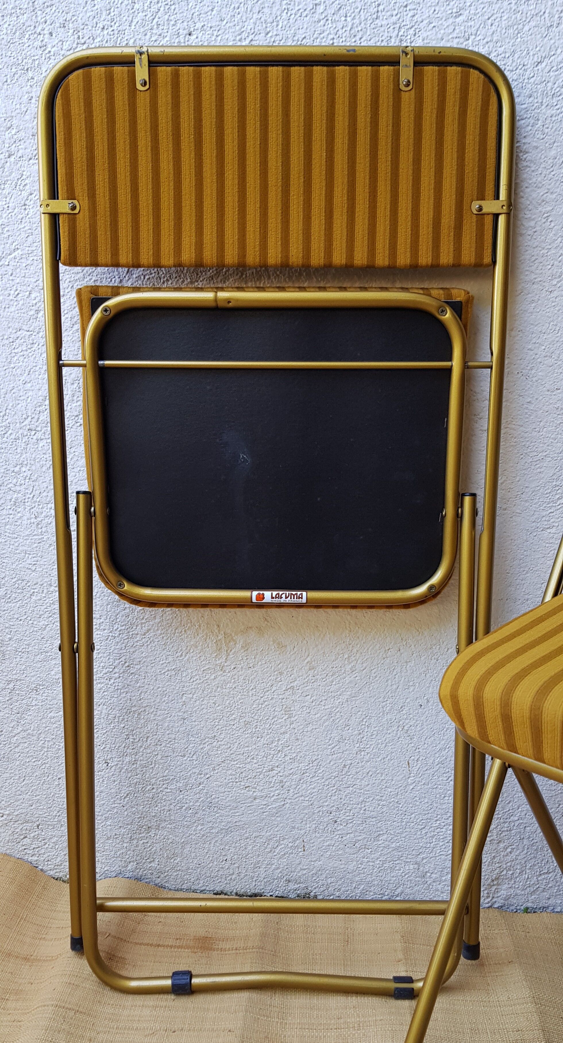 70's orange velvet folding chairs