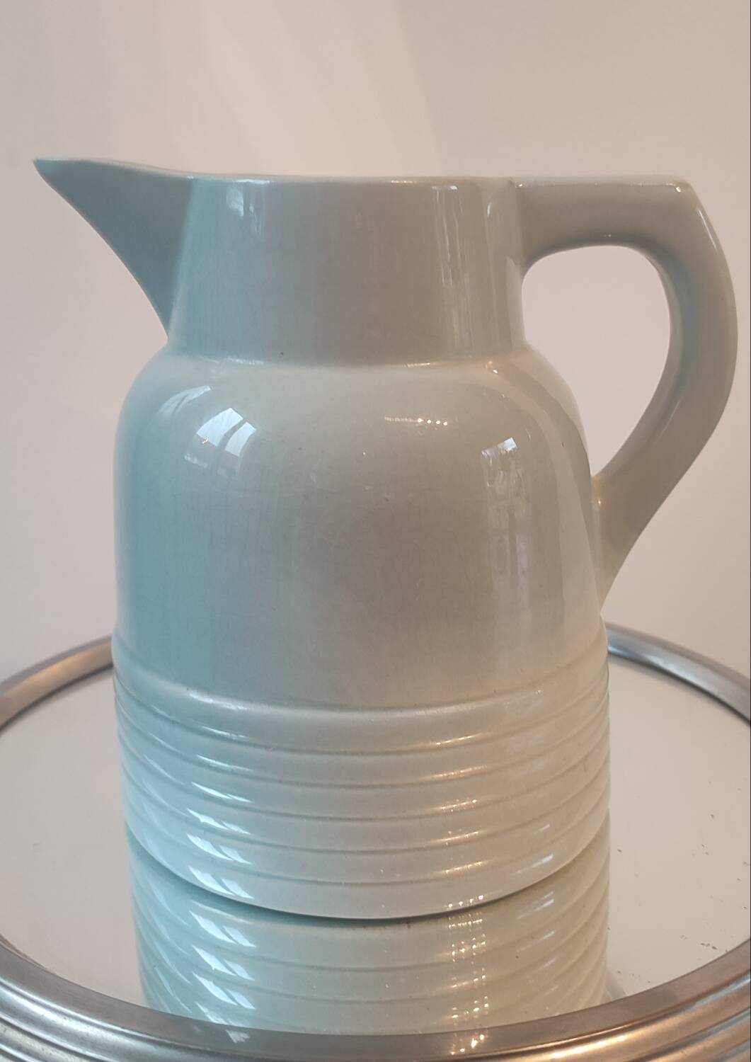 Art Deco Pichet Longwy, Celadon Green. 1930s-1940s.