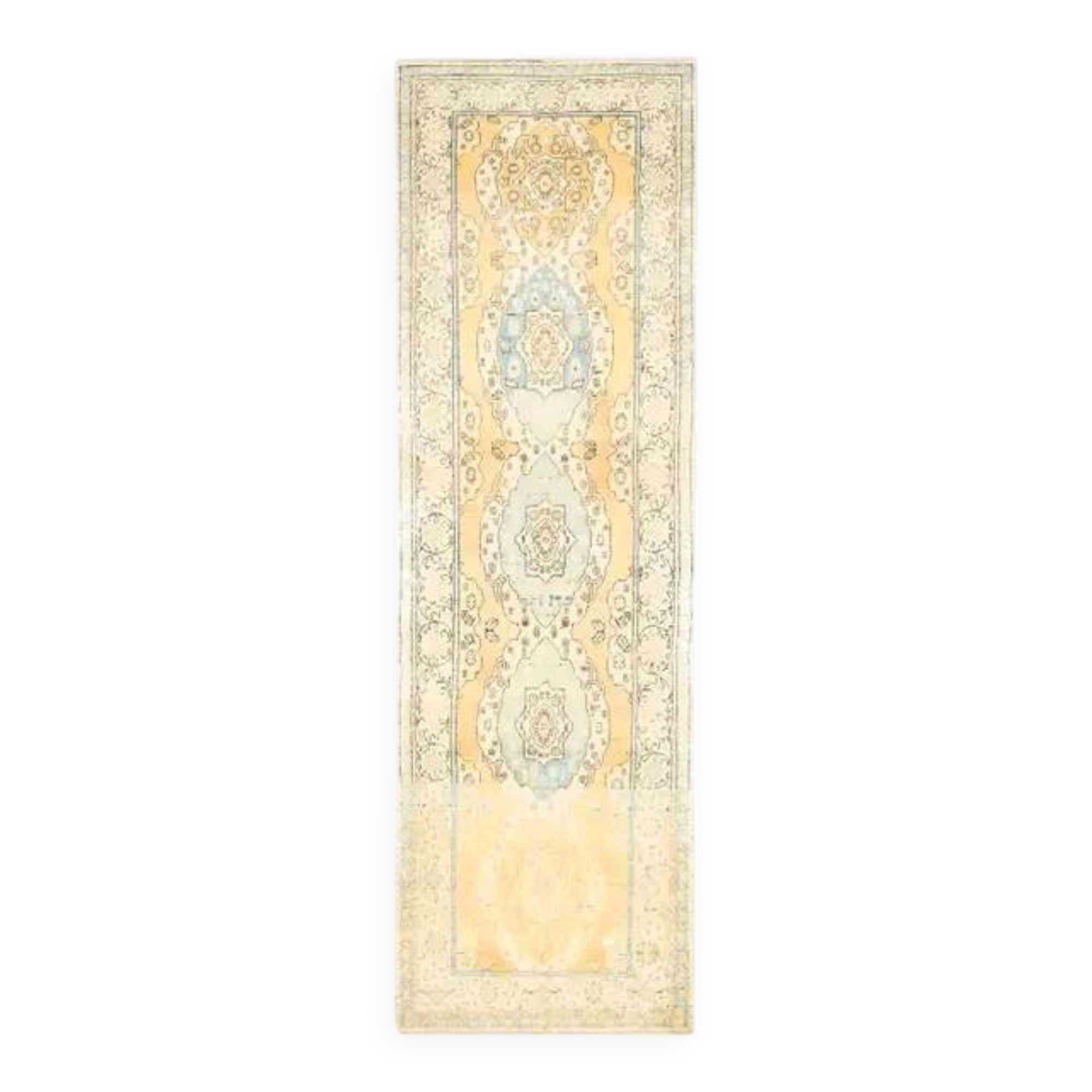 1970s Turkish Oushak Handmade Wool Cotton Orange Runner 90x292