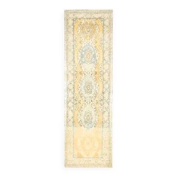 1970s Turkish Oushak Handmade Wool Cotton Orange Runner 90x292