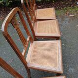 4 anciennes chaises cannée en bois