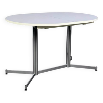 1950s oval extendable dining table in chrome and formica