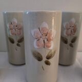 Set of 6 stoneware mazagrans with relief floral decoration – 1980s