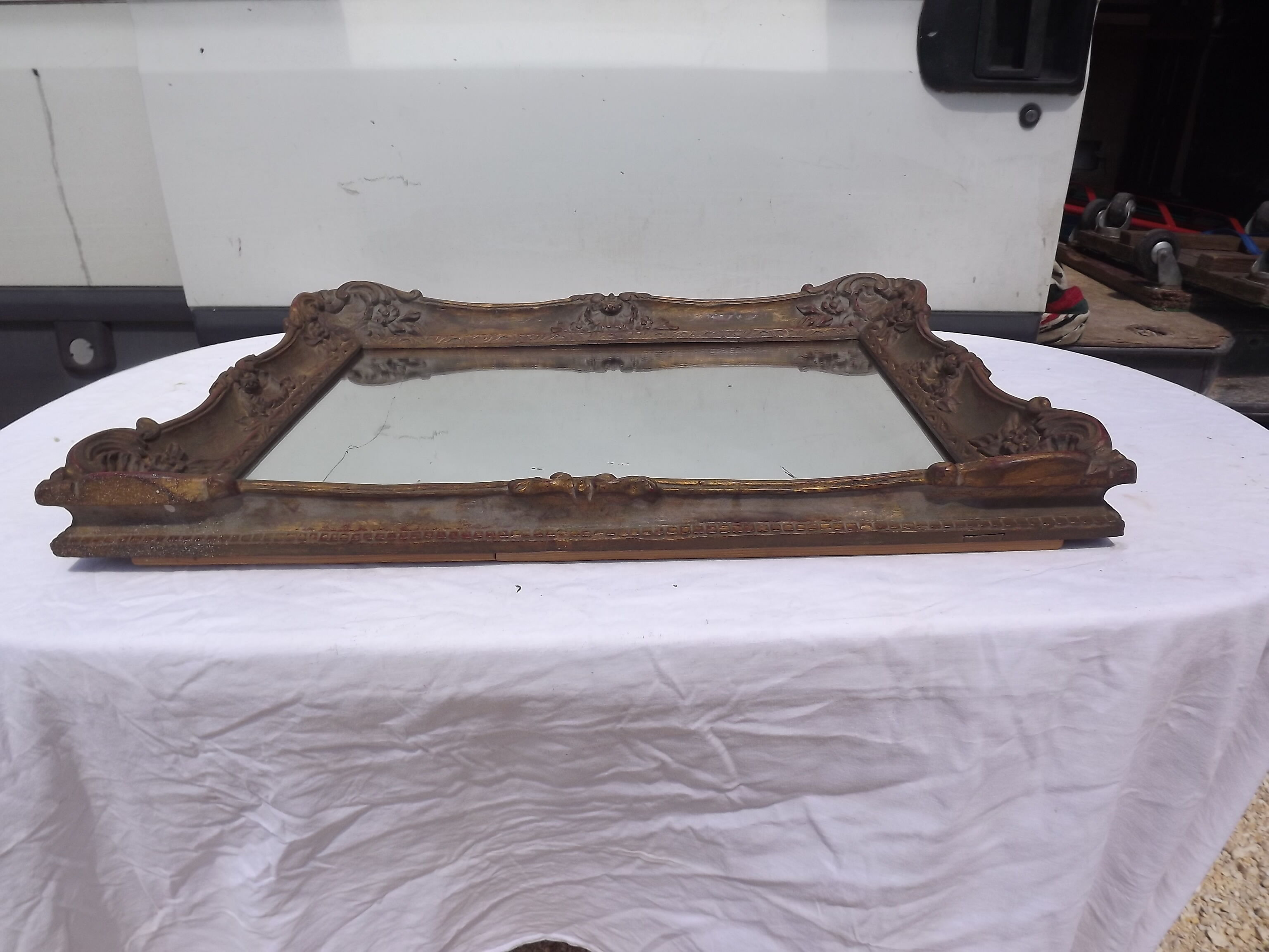 Golden mirror 19 th wood and stuk