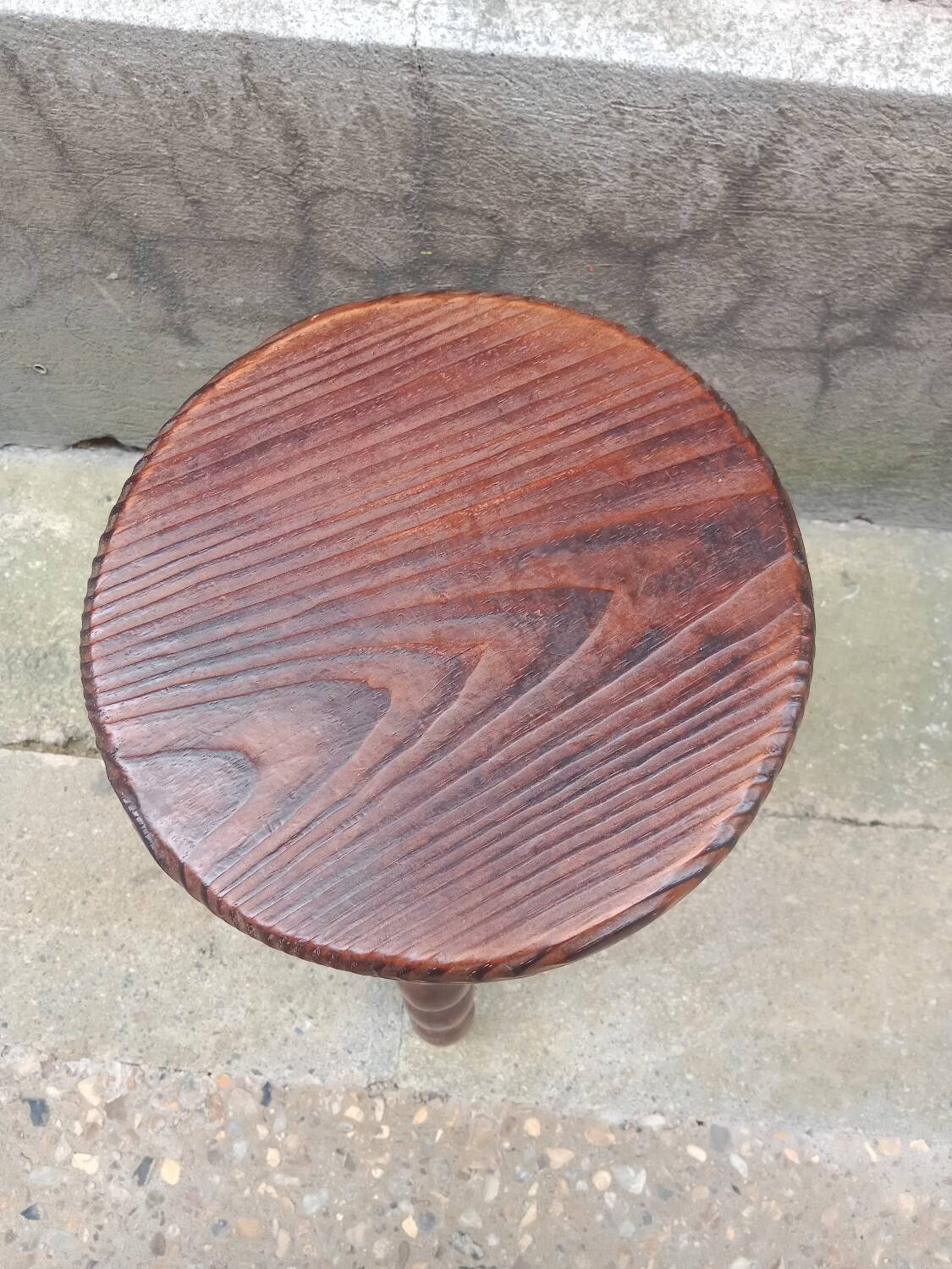 Beaded wood tripod stool