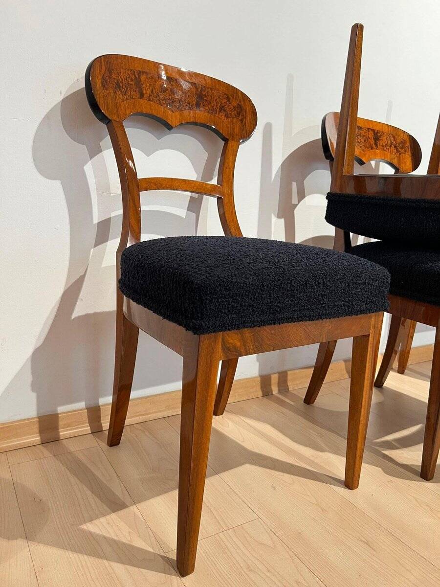Biedermeier Shovel Chairs in Walnut, Roots Veneer, South Germany, 1845, Set of 6