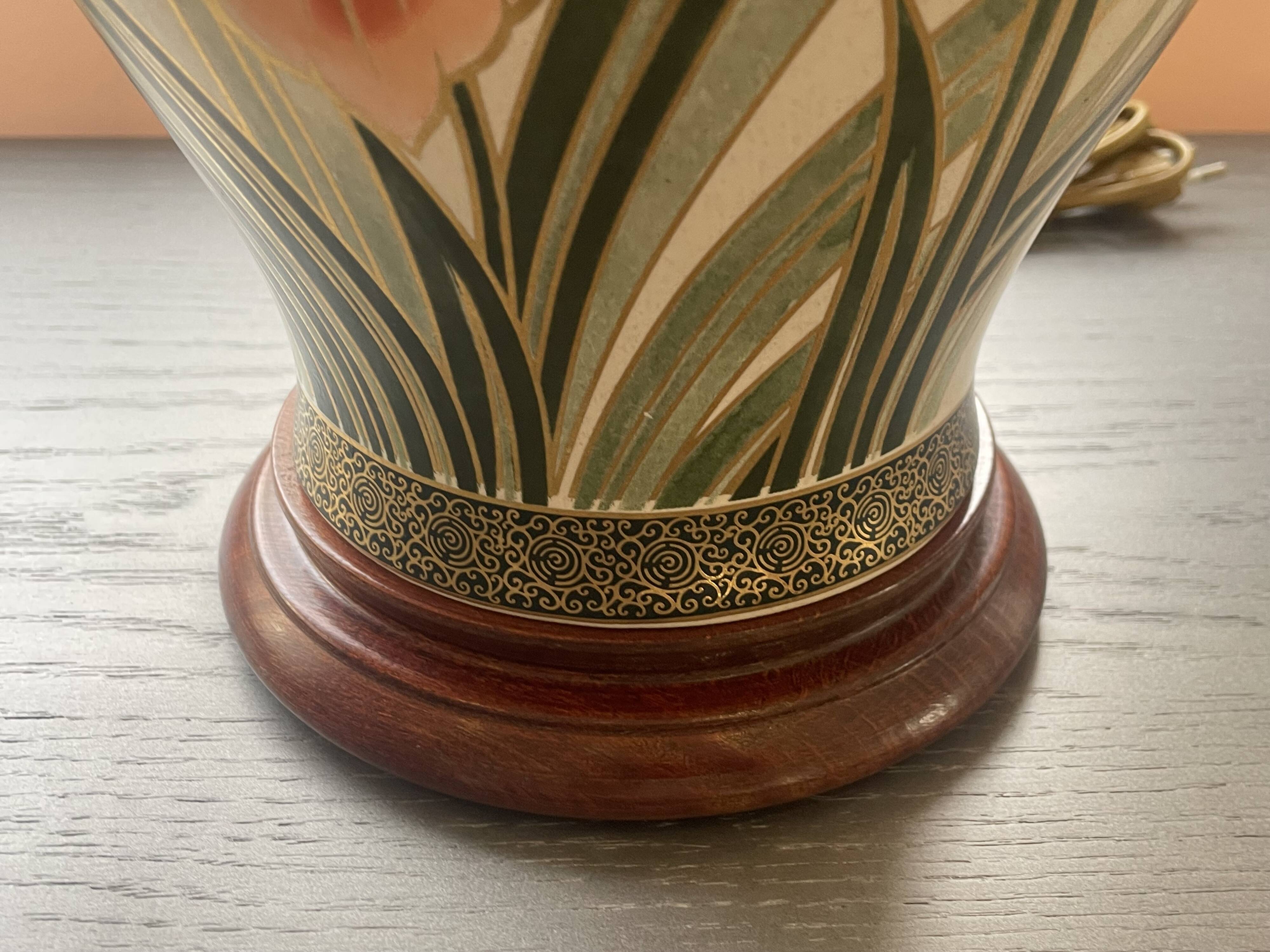 Ceramic base table lamp + lampshade - Height 59 cm