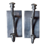 Pair of vintage cast aluminum coat hooks