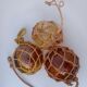 3 amber glass trawl balls