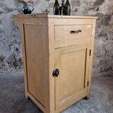 Vintage French Kitchen Work Cabinet - Rustic Painted Pine with Drawer and Cupboard (112 x 70 x 82 cm)